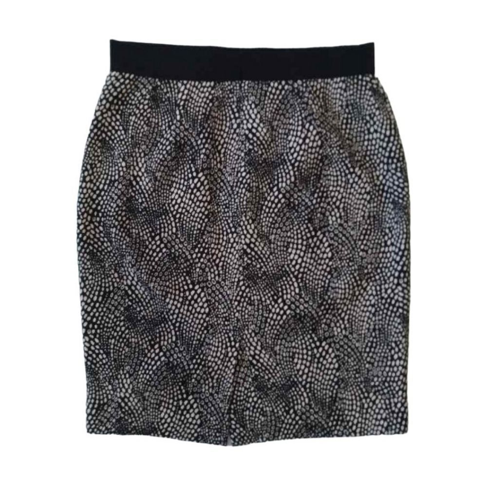 Ann Taylor Black Off White Abstract Animal Print Textured Pencil Skirt Women's 6